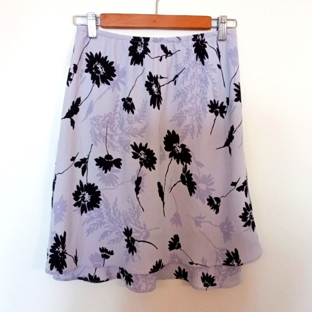 Spring Floral Aline Slip Skirt with Ruffled Underlayer